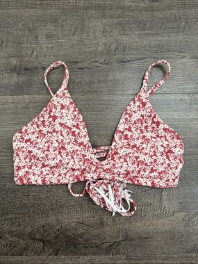 Midori Rose-White Floral Lace-Up Bikini Top